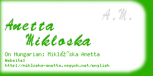 anetta mikloska business card